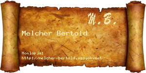 Melcher Bertold névjegykártya
